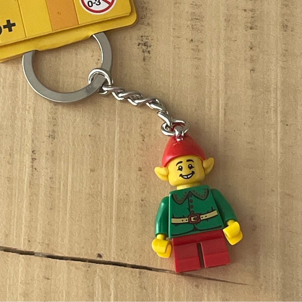 $10 SALE Happy Helper Elf Keychain LEGO Christmas Red Green Holiday NWT Gift